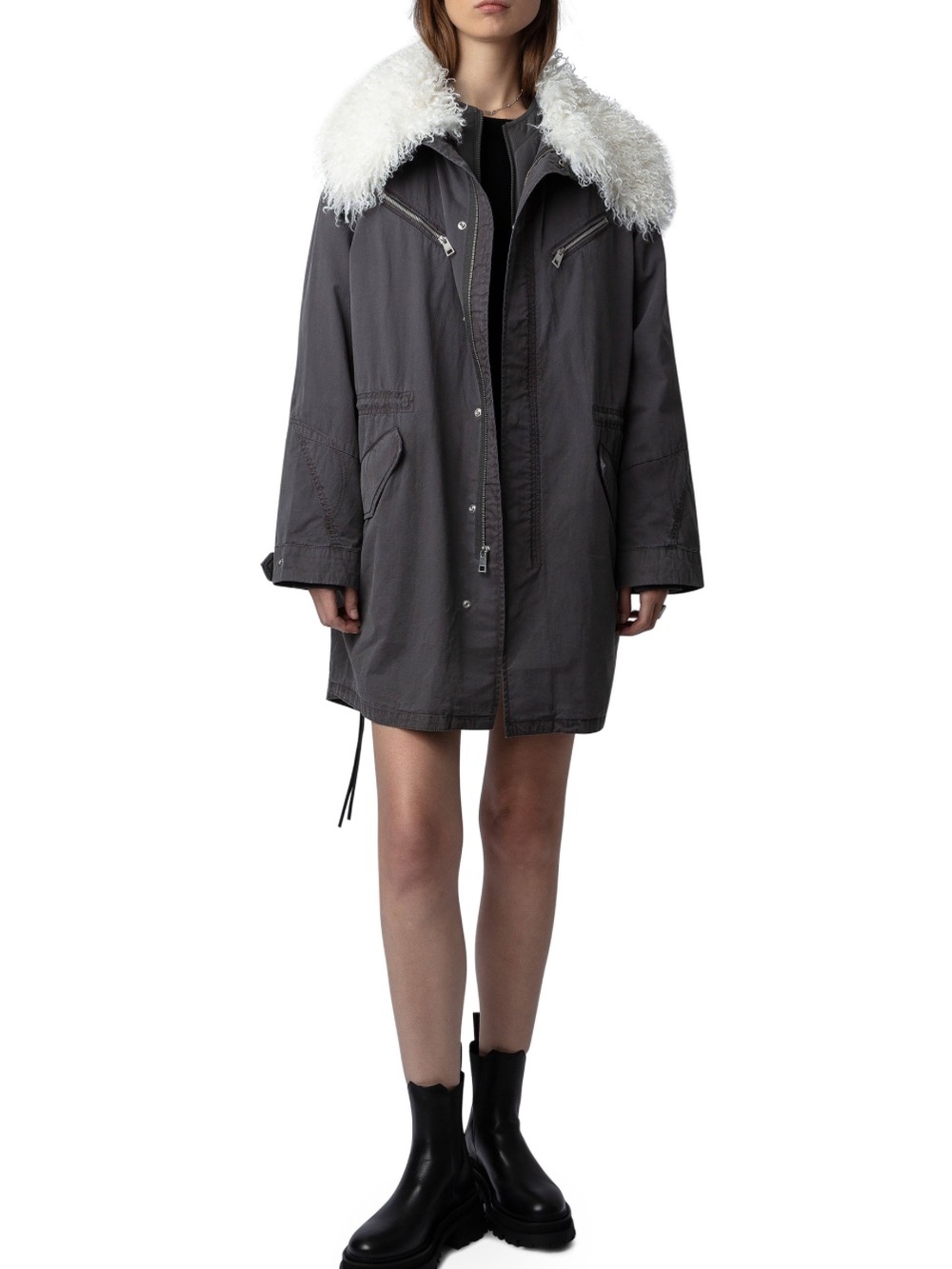 NWT Zadig & Voltaire KIDEA  Parka with Faux Fur Collar • MED